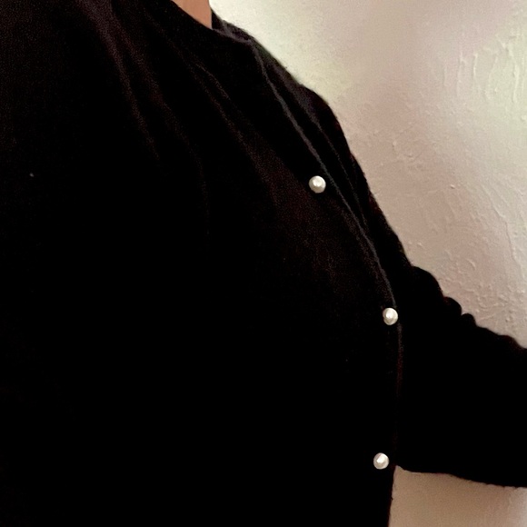 Vintage Black Cardigan Sweater Faux Pearl Buttons Women’s XL 44 Designer’s Orig - Picture 5 of 8